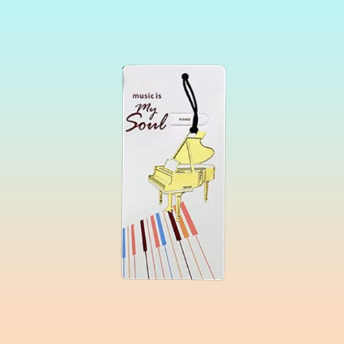 MARCA PÁGINAS PIANO MÚSICA LIBRO REVISTA AGENDA NOTAS PAPEL DORADO PIANO