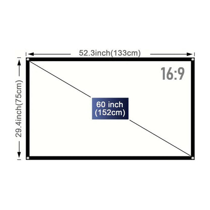 PANTALLA TELÓN PROYECTOR VIDEO BEAM PELICULA JUEGOS 130X75 | PROJECTOR SCREEN MOVIE GAMING VIDEO BEAM SCREEN 130X75
