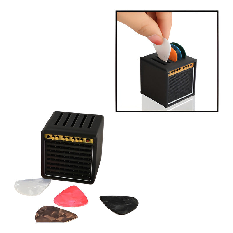 PORTA PUAS PICKS GUITARRA TIPO AMPLIFICADOR SPEAKER NEGRO SMALL | GUITAR PICK HOLDER AMPLIFIER SPEAKER TYPE BLACK SMALL
