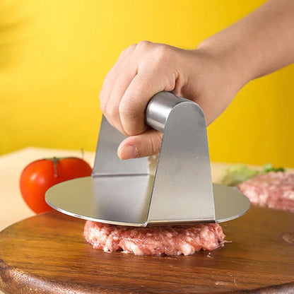 PRENSA CARNE HAMBURGUESA BISTEC ACERO INOXIDABLE ANTIADHEREN PLATEADO | BURGER MEAT PRESS STEAK STAINLESS STEEL NON-STICK SILVER
