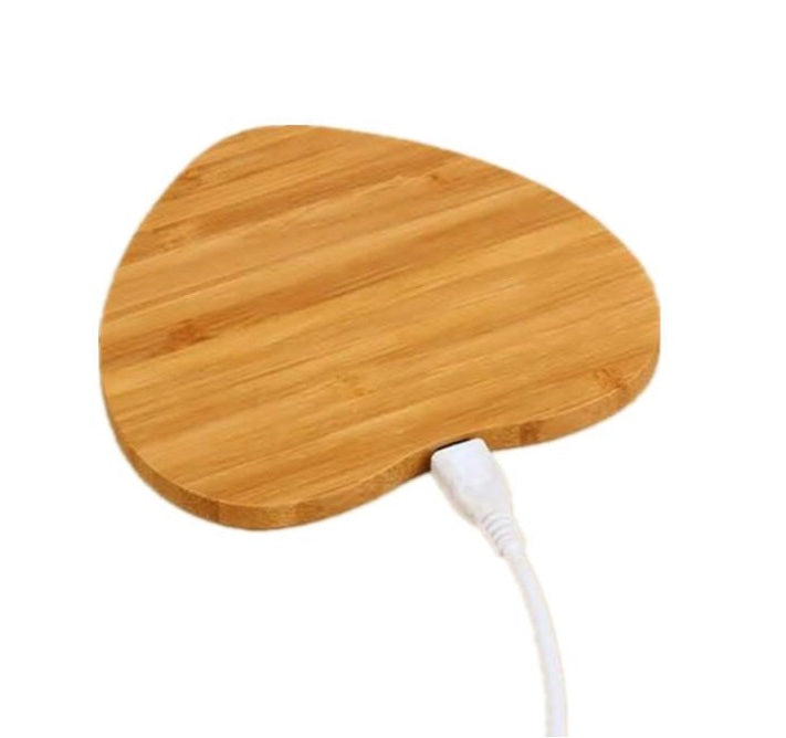 PX7000185 - CARGADOR INALAMBRICO CELULAR MADERA CORAZON - WIRELESS CELL PHONE CHARGER WOOD HEART | GIGAOUTLET GO