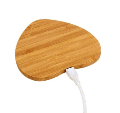 PX7000185 - CARGADOR INALAMBRICO CELULAR MADERA CORAZON - WIRELESS CELL PHONE CHARGER WOOD HEART | GIGAOUTLET GO