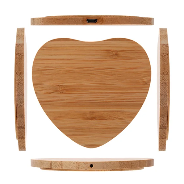 PX7000185 - CARGADOR INALAMBRICO CELULAR MADERA CORAZON - WIRELESS CELL PHONE CHARGER WOOD HEART | GIGAOUTLET GO