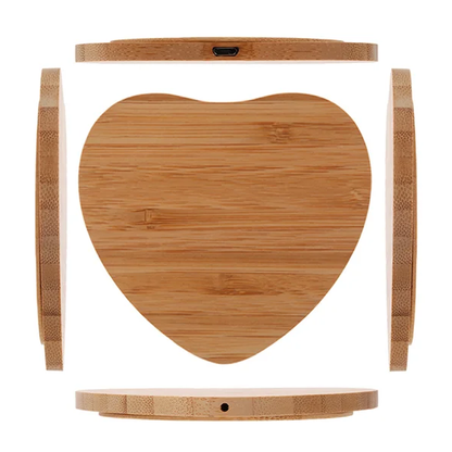PX7000185 - CARGADOR INALAMBRICO CELULAR MADERA CORAZON - WIRELESS CELL PHONE CHARGER WOOD HEART | GIGAOUTLET GO