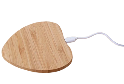PX7000185 - CARGADOR INALAMBRICO CELULAR MADERA CORAZON - WIRELESS CELL PHONE CHARGER WOOD HEART | GIGAOUTLET GO
