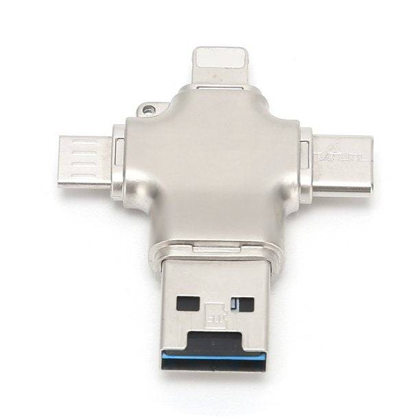 PX7000440 - LECTOR TARJETAS MICRO SD 4 EN 1 USB OTG TIPO C LIGHTNING IPHONE IPAD MAC PC ANDROID - MICRO SD CARD READER 4 IN 1 USB OTG TYPE C LIGHTNING IPHONE IPAD MAC PC ANDROID | GIGAOUTLET GO