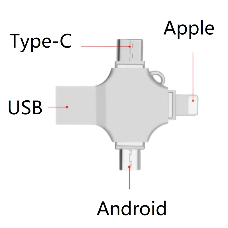 PX7000440 - LECTOR TARJETAS MICRO SD 4 EN 1 USB OTG TIPO C LIGHTNING IPHONE IPAD MAC PC ANDROID - MICRO SD CARD READER 4 IN 1 USB OTG TYPE C LIGHTNING IPHONE IPAD MAC PC ANDROID | GIGAOUTLET GO