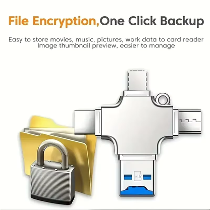 PX7000440 - LECTOR TARJETAS MICRO SD 4 EN 1 USB OTG TIPO C LIGHTNING IPHONE IPAD MAC PC ANDROID - MICRO SD CARD READER 4 IN 1 USB OTG TYPE C LIGHTNING IPHONE IPAD MAC PC ANDROID | GIGAOUTLET GO