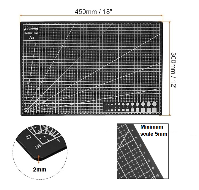 PX7000464 - TAPETE CORTE A3 NEGRO ALFOMBRILLA MANUALIDADES BISUTERIA PAPEL - A3 BLACK CUTTING MAT CRAFTS JEWELRY PAPER | GIGAOUTLET GO