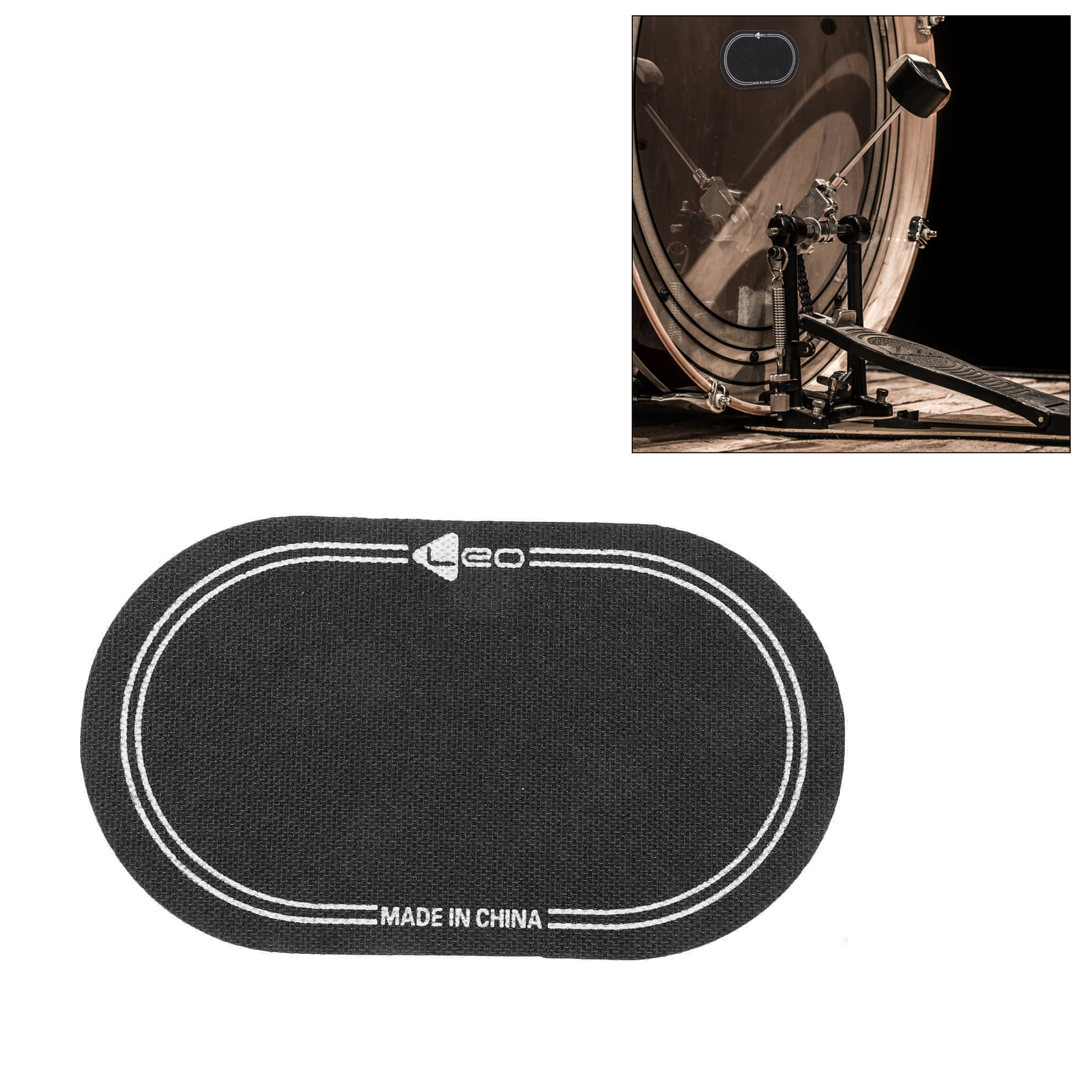 PX7000488 - PARCHE 7" DOBLE BOMBO PEDAL LEO NEGRO - 7" DOUBLE BASS PEDAL PATCH LEO BLACK | GIGAOUTLET GO