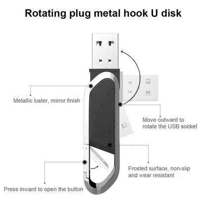 PX7000528 - MEMORIA FLASH USB METAL 128GB CLIP ARNES LLAVERO NEGRO - USB FLASH DRIVE METAL 128GB CLIP HARNESS KEYCHAIN BLACK | GIGAOUTLET GO