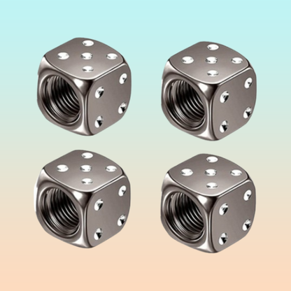 JUEGO TAPA VÁLVULA AIRE NEUMÁTICO LLANTA DADOS ALUMINIO