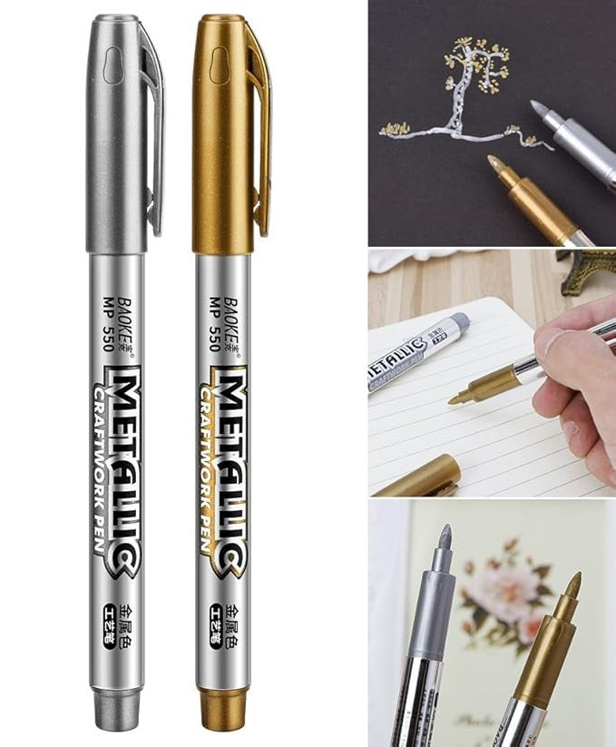 PX7000571 - 2x MARCADOR METALIZADO DORADO & PLATEADOdo ROTULADOR LAPICERO - 2x GOLD & SILVER METALLIC MARKER & PEN | GIGAOUTLET GO