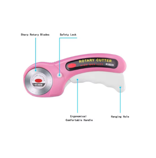 PX7000650 - CORTADOR ROTATIVO 45mm SASTRERIA COSTURA TELAS ROPA BRICOLAJE ROSA 45mm ROTARY CUTTER TAILORING SEWING FABRICS CLOTHING CRAFT PINK _ GIGAOUTLET GO