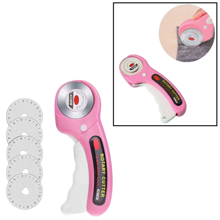 PX7000650 - CORTADOR ROTATIVO 45mm SASTRERIA COSTURA TELAS ROPA BRICOLAJE ROSA 45mm ROTARY CUTTER TAILORING SEWING FABRICS CLOTHING CRAFT PINK _ GIGAOUTLET GO