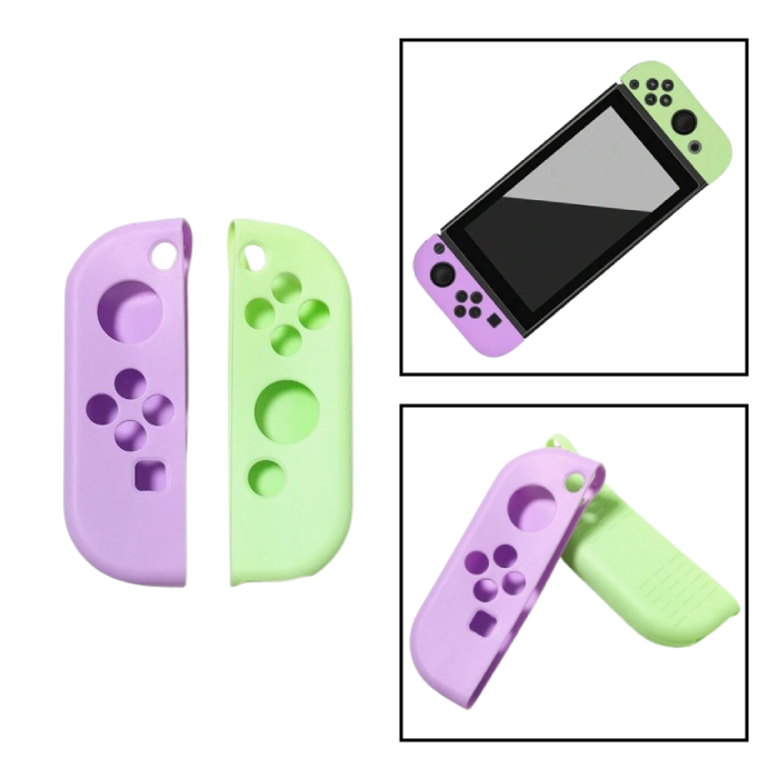 PX7000651 - SET PROTECTOR SILICONA CONTROLES NINTENDO SWITCH OLED VERDE Y LILA - POKER CARD GAME RIGID WATERPROOF BLACK LUXURY | GIGAOUTLET GO