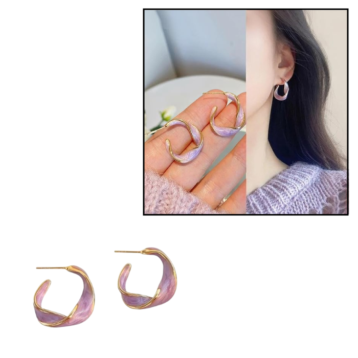 PX7000726 - ARETES PENDIENTES TRENZADO MORADO LAVANDA - EARRINGS BRAIDED PURPLE LAVENDER | GIGAOUTLET GO