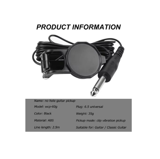 PX7000731 - MICROFONO CONTACTO CLIP AUDIO GUITARRA ACUSTICA JACK 3.5 - CONTACT MICROPHONE CLIP AUDIO ACOUSTIC GUITAR JACK 3.5 | GIGAOUTLET GO