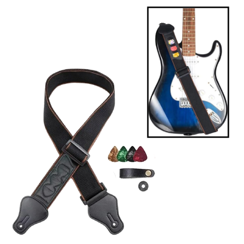 PX7000733 - KIT SET CORREA GUITARRA PUAS PICKS NEGRO - KIT SET GUITAR STRAP PICKS BLACK | GIGAOUTLET GO