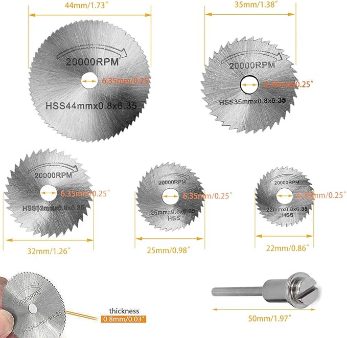 PX7000742 - KIT 6 CUCHILLAS SIERRA CIRCULAR TALADRO MOTOTOOL AMOLADORA MARQUETERIA - KIT 6 CIRCULAR SAW BLADES DRILL MOTOTOOL GRINDER MARQUETERIA | GIGAOUTLET GO