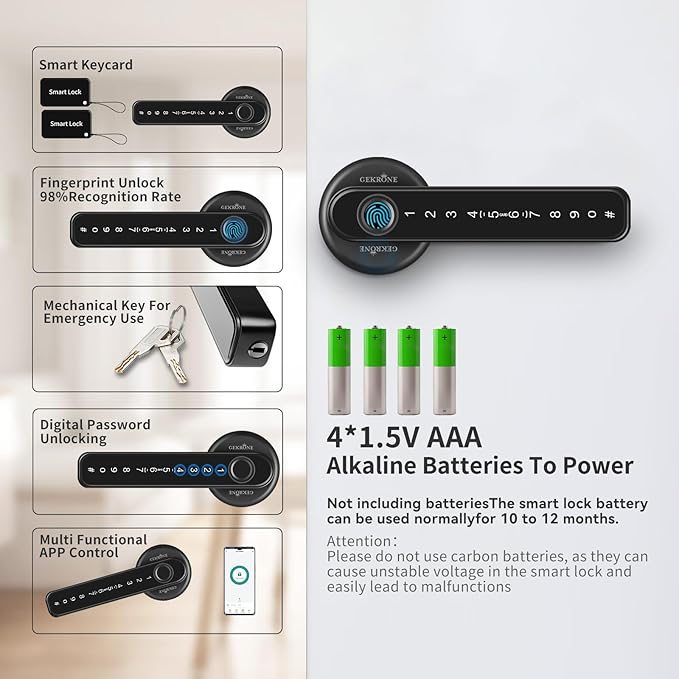 PX7000745 - CERRADURA INTELIGENTE HUELLA BLUETOOTH APP PANTALLA TACTIL - SMART LOCK FINGERPRINT BLUETOOTH APP TOUCH SCREEN | GIGAOUTLET GO