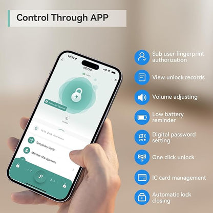 PX7000745 - CERRADURA INTELIGENTE HUELLA BLUETOOTH APP PANTALLA TACTIL - SMART LOCK FINGERPRINT BLUETOOTH APP TOUCH SCREEN | GIGAOUTLET GO