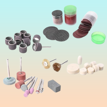 KIT 105 PCS CABEZALES PULIDO AMOLADORA MOTOTOOL MARQUETERÍA 12V 50 50 W