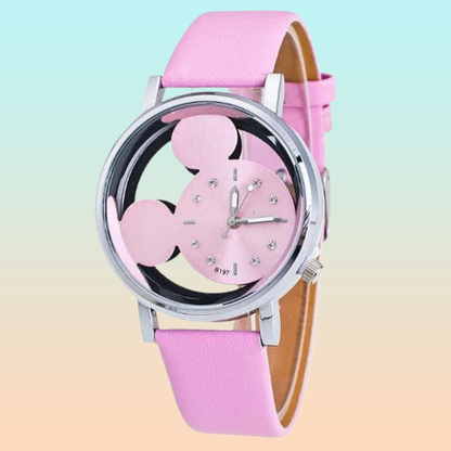 RELOJ NIÑA MUJER ROSA DISEÑO MINNIE REGALO ROSA PLATEADO ROSA