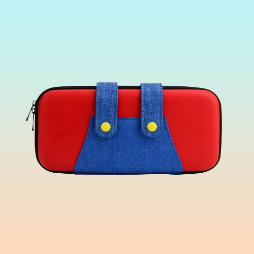 ESTUCHE RIGIDO NINTENDO DISEÑO MARIO SWITCH 24X13X4 CMS ROJO Y AZUL