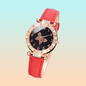 SET 2 PIEZAS RELOJ MUJER LUJO PULSERA MARIPOSA ROSA BLANCO ROSA CHICLE DORADO OSCURO NEGRO