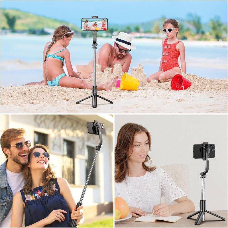 SELFIE STICK CONTROL BLUETOOTH TRIPODE TELESCOPICO LUZ LED | SELFIE STICK WITH BLUETOOTH REMOTE, TELESCOPIC TRIPOD & LED LIGHT
