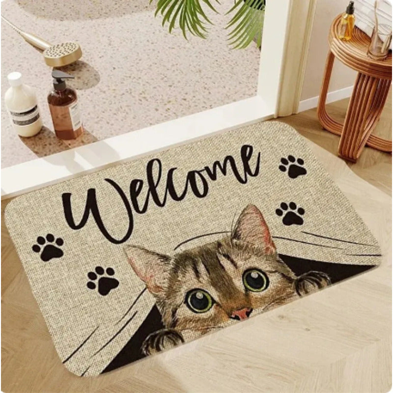 TAPETE GATO ENTRADA CASA BAÑO COCINA ALCOBA ADORNO MASCOTA 60 CM 40 CM ANIMAL PRINT NEGRO | CAT MAT HOME ENTRANCE BATHROOM KITCHEN BEDROOM PET DECOR 60 CM 40 CM ANIMAL PRINT BLACK
