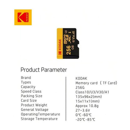 TARJETA MICRO SD KODAK 256GB ADAPTADOR A1 V30 XC C10 I3 4K | KODAK MICRO SD CARD 256GB ADAPTER A1 V30 XC C10 I3 4K
