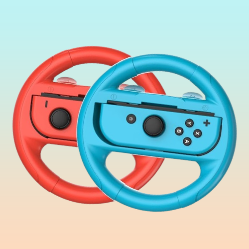 VOLANTE COMPATIBLE PARA JOY-CON NINTENDO SWITCH & OLED ROJO AZUL 4.5" | STEERING WHEEL COMPATIBLE WITH NINTENDO SWITCH & OLED JOY-CON, RED & BLUE, 4.5"