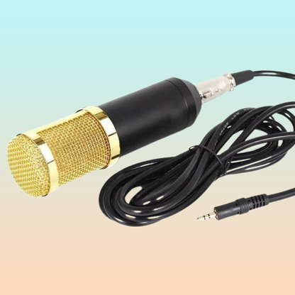 MICRÓFONO CONDENSADOR CAPACITIVO DORADO PRO 3.5MM NEGRO