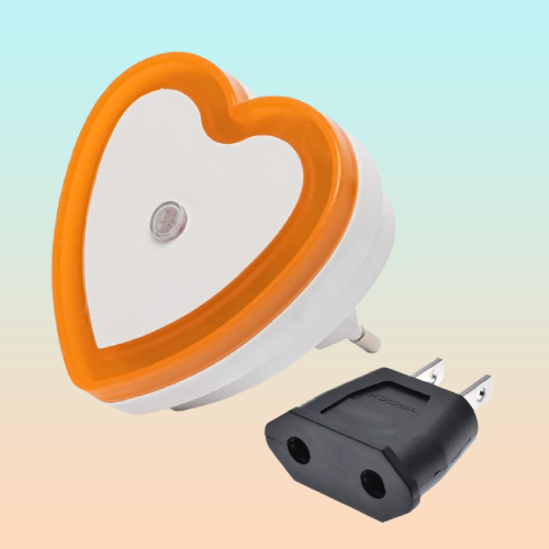LUZ LED NOCTURNA CORAZÓN NIÑOS SENSOR CONTROL PARED ALCOBA 110V BLANCO Y NARANJA