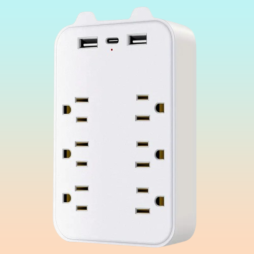 MULTITOMA 8 SALIDAS 4 USB 2 TIPO C NEGRO SWITCH ENCENDIDO BLANCO 110V