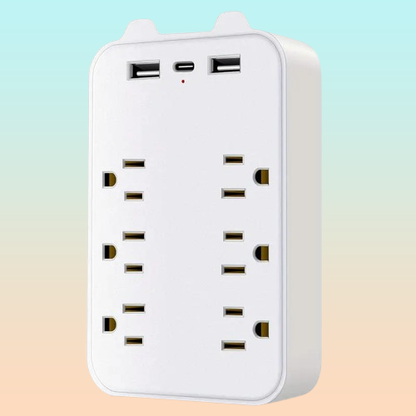 MULTITOMA 8 SALIDAS 4 USB 2 TIPO C NEGRO SWITCH ENCENDIDO BLANCO 110V
