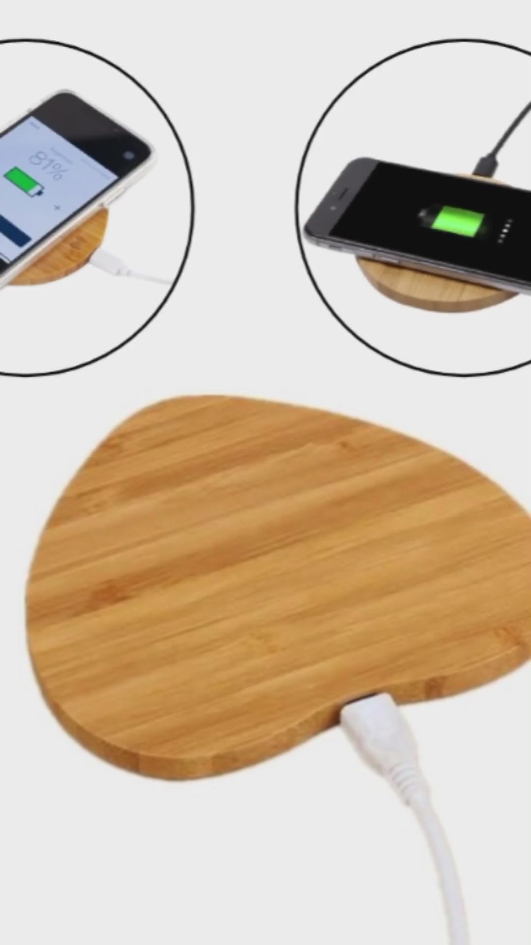 PX7000185 - CARGADOR INALAMBRICO CELULAR MADERA CORAZON - WIRELESS CELL PHONE CHARGER WOOD HEART | GIGAOUTLET GO